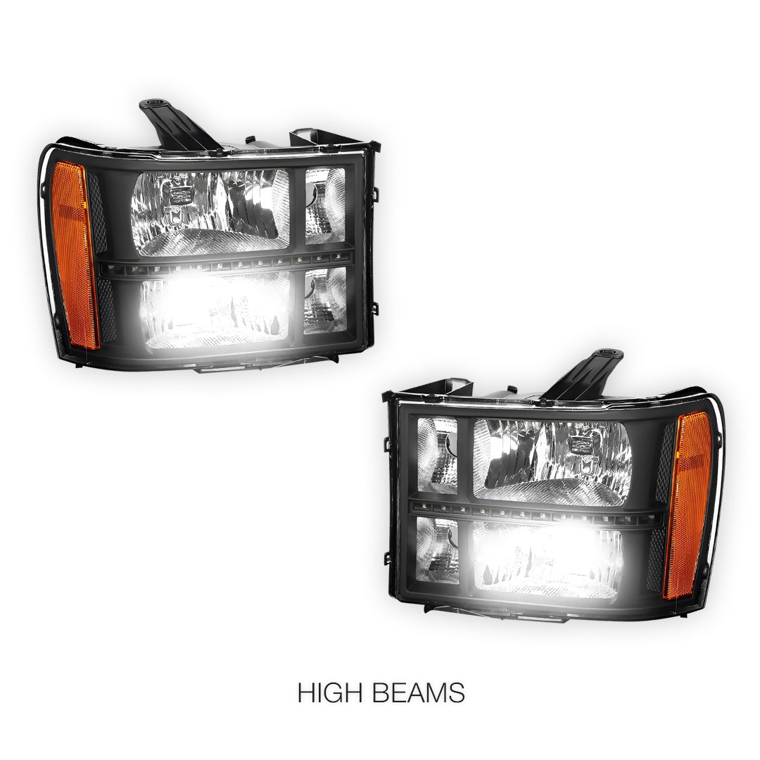 GMC Sierra 2500 Denali / SLE / SLT (2007 - 2014) LED DRL Headlights LH + RH
