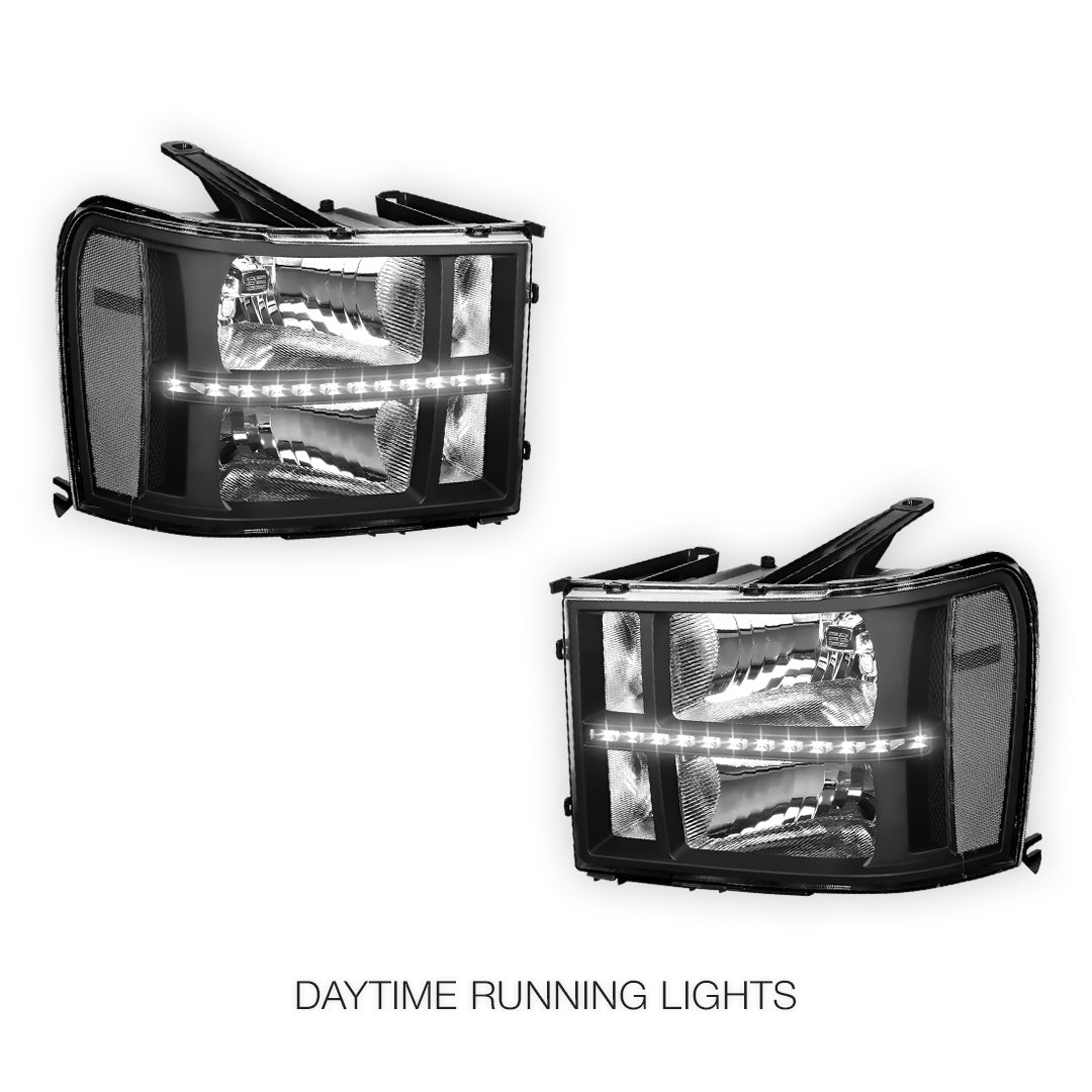 GMC Sierra 2500 Denali / SLE / SLT (2007 - 2014) LED DRL Headlights LH + RH
