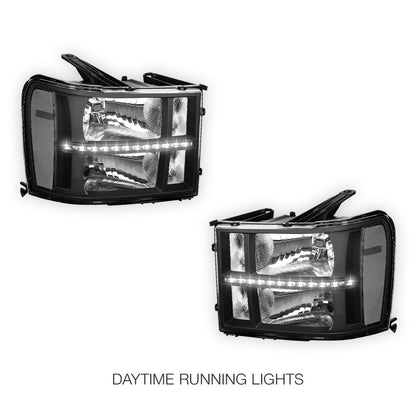 GMC Sierra 2500 Denali / SLE / SLT (2007 - 2014) LED DRL Headlights LH + RH