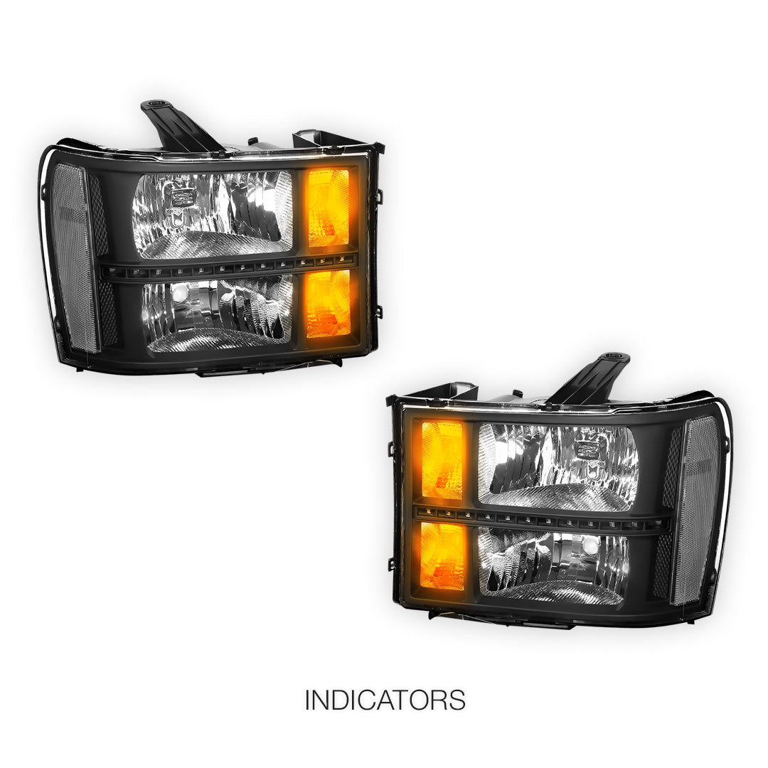 GMC Sierra 2500 Denali / SLE / SLT (2007 - 2014) LED DRL Headlights LH + RH