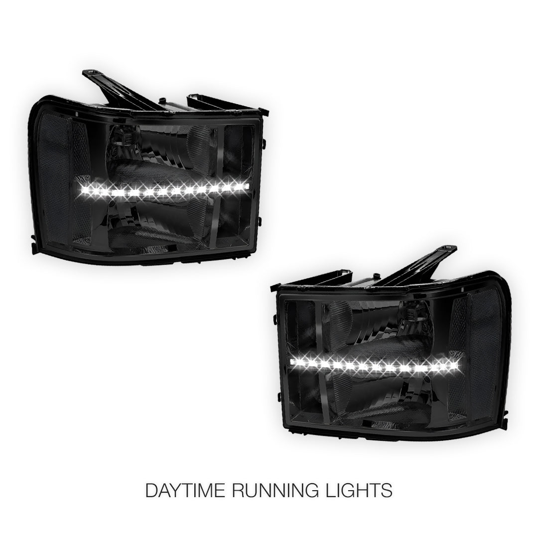 GMC Sierra 2500 Denali / SLE / SLT (2007 - 2014) LED DRL Headlights LH + RH
