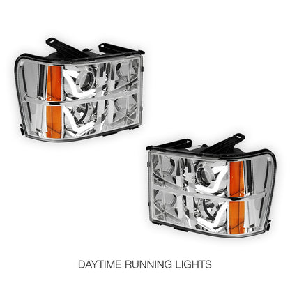 GMC Sierra 2500 Denali / SLE / SLT (2007 - 2014) LED DRL Projector Headlights LH + RH