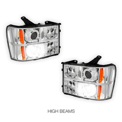 GMC Sierra 2500 Denali / SLE / SLT (2007 - 2014) LED DRL Projector Headlights LH + RH