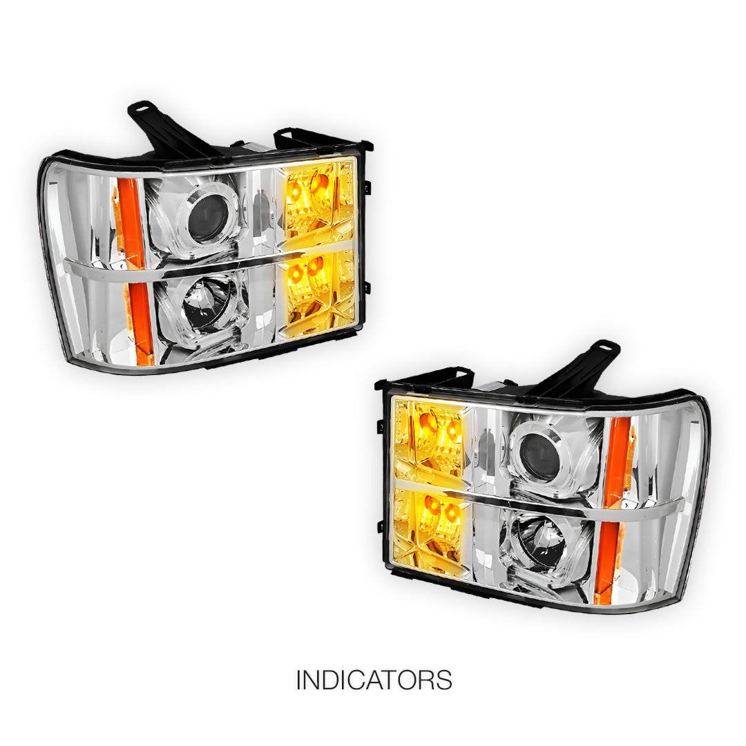 GMC Sierra 2500 Denali / SLE / SLT (2007 - 2014) LED DRL Projector Headlights LH + RH