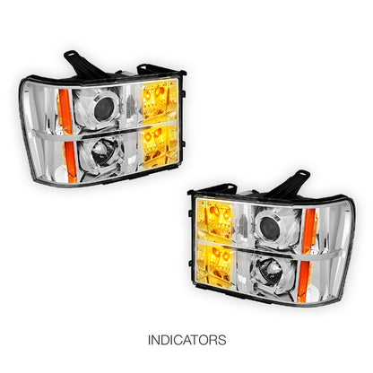 GMC Sierra 2500 Denali / SLE / SLT (2007 - 2014) LED DRL Projector Headlights LH + RH