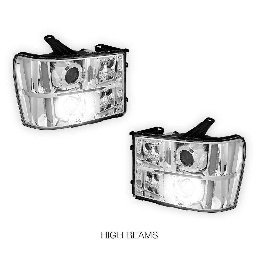 GMC Sierra 2500 Denali / SLE / SLT (2007 - 2014) LED DRL Projector Headlights LH + RH