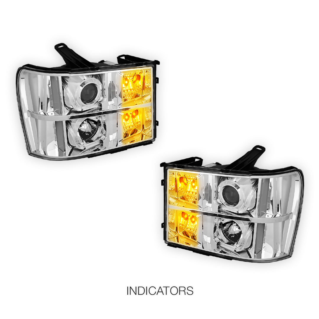 GMC Sierra 2500 Denali / SLE / SLT (2007 - 2014) LED DRL Projector Headlights LH + RH