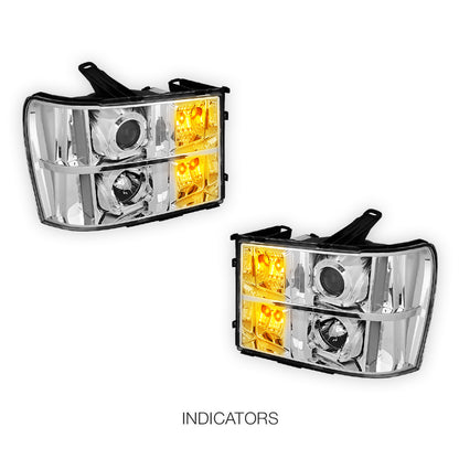 GMC Sierra 2500 Denali / SLE / SLT (2007 - 2014) LED DRL Projector Headlights LH + RH
