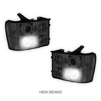 GMC Sierra 2500 Denali / SLE / SLT (2007 - 2014) LED DRL Projector Headlights LH + RH