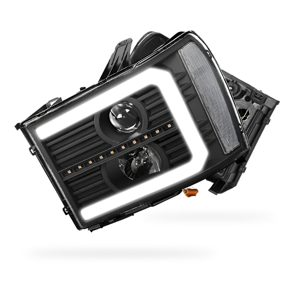 GMC Sierra 2500 Denali / SLE / SLT (2007 - 2014) LED DRL Sequential Signal Projector Headlights LH + RH