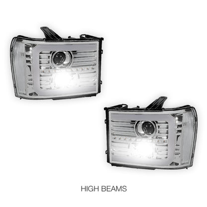 GMC Sierra 2500 Denali / SLE / SLT (2007 - 2014) LED DRL Sequential Signal Projector Headlights LH + RH