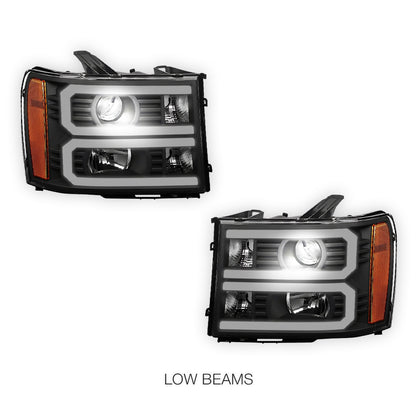 GMC Sierra 2500 Denali / SLE / SLT (2007 - 2014) U-Shaped LED DRL Projector Headlights LH + RH
