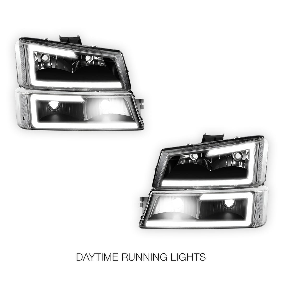 Chevrolet Avalanche 2500 LS / LT (2003 - 2006) LED DRL Bar Headlights LH + RH