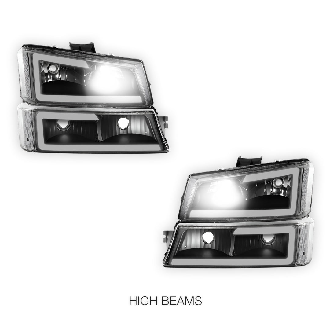 Chevrolet Avalanche 2500 LS / LT (2003 - 2006) LED DRL Bar Headlights LH + RH