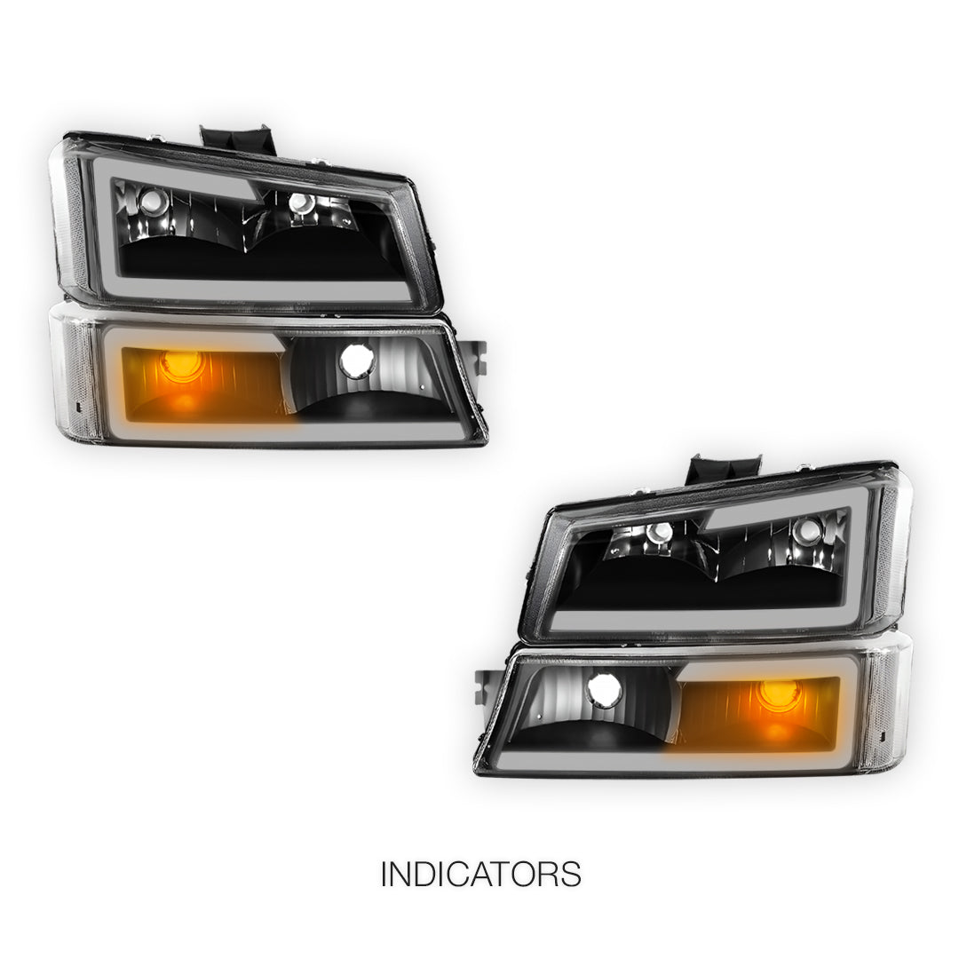 Chevrolet Avalanche 2500 LS / LT (2003 - 2006) LED DRL Bar Headlights LH + RH