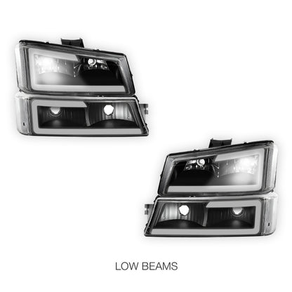 Chevrolet Avalanche 2500 LS / LT (2003 - 2006) LED DRL Bar Headlights LH + RH