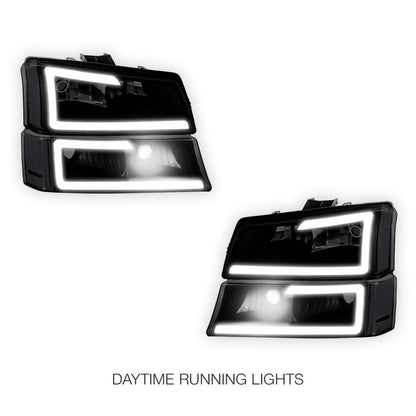 Chevrolet Avalanche 2500 LS / LT (2003 - 2006) LED DRL Bar Headlights LH + RH