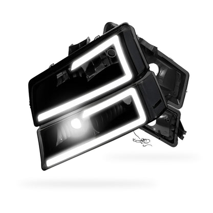Chevrolet Avalanche 2500 LS / LT (2003 - 2006) LED DRL Bar Headlights LH + RH