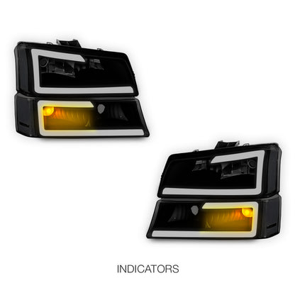 Chevrolet Avalanche 2500 LS / LT (2003 - 2006) LED DRL Bar Headlights LH + RH