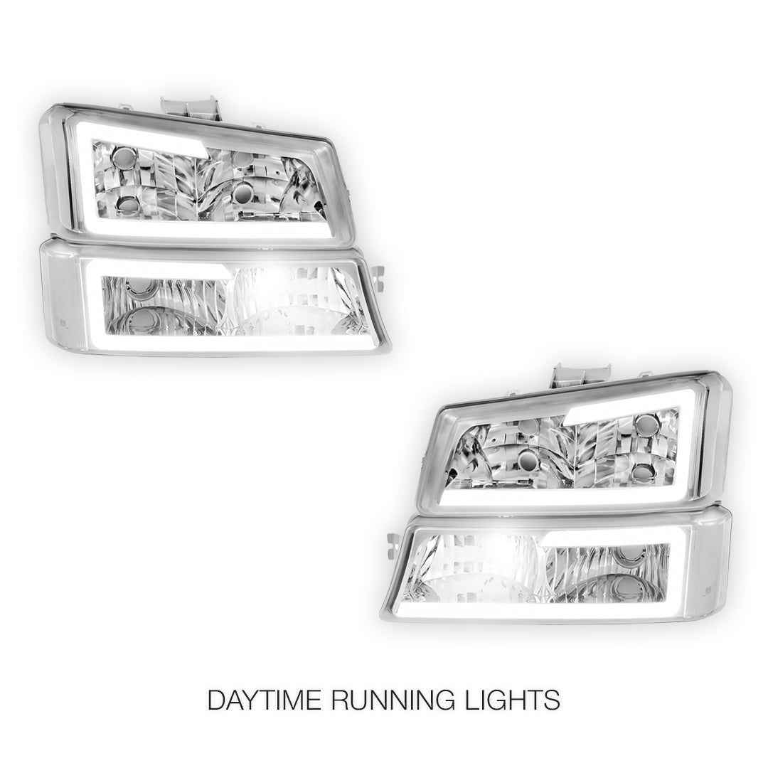 Chevrolet Avalanche 2500 LS / LT (2003 - 2006) LED DRL Bar Headlights LH + RH