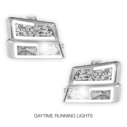 Chevrolet Avalanche 2500 LS / LT (2003 - 2006) LED DRL Bar Headlights LH + RH