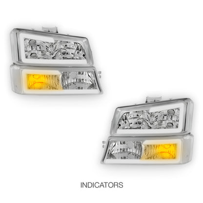 Chevrolet Avalanche 2500 LS / LT (2003 - 2006) LED DRL Bar Headlights LH + RH