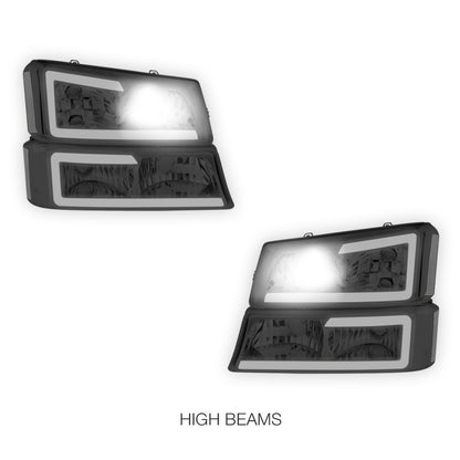 Chevrolet Avalanche 2500 LS / LT (2003 - 2006) LED DRL Bar Headlights LH + RH