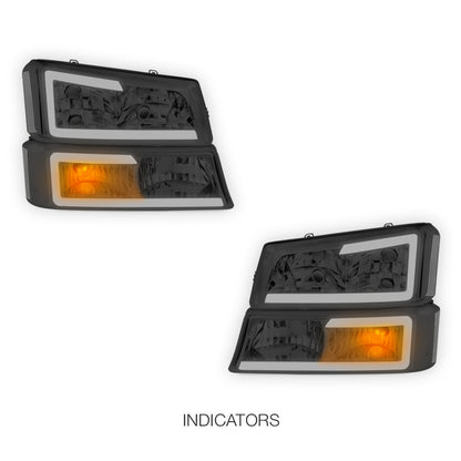 Chevrolet Avalanche 2500 LS / LT (2003 - 2006) LED DRL Bar Headlights LH + RH