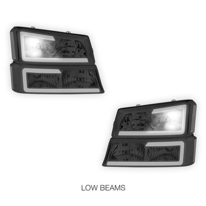 Chevrolet Avalanche 2500 LS / LT (2003 - 2006) LED DRL Bar Headlights LH + RH