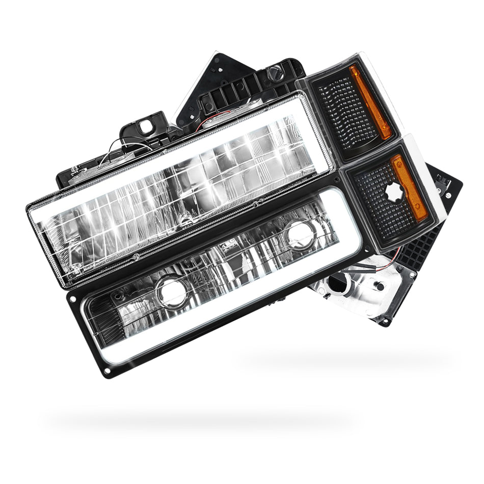 Chevrolet C1500 Cheyenne / Scottsdale / Silverado (1994 - 1999) C - LED DRL Headlights LH + RH