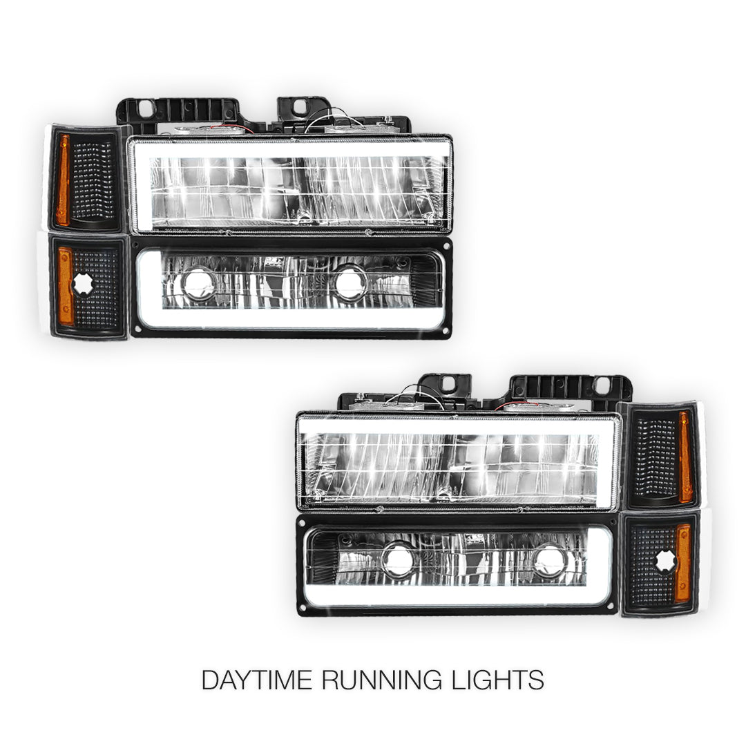 Chevrolet C1500 Cheyenne / Scottsdale / Silverado (1994 - 1999) C - LED DRL Headlights LH + RH