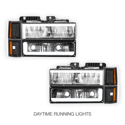Chevrolet C1500 Cheyenne / Scottsdale / Silverado (1994 - 1999) C - LED DRL Headlights LH + RH