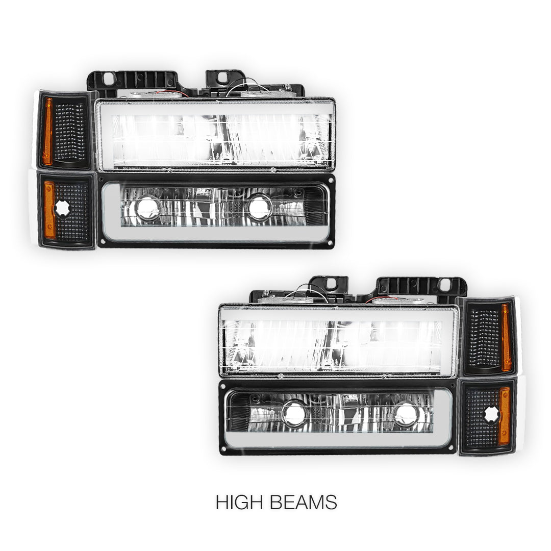 Chevrolet C1500 Cheyenne / Scottsdale / Silverado (1994 - 1999) C - LED DRL Headlights LH + RH