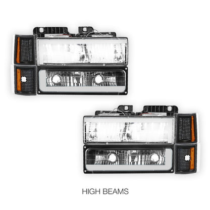 Chevrolet C1500 Cheyenne / Scottsdale / Silverado (1994 - 1999) C - LED DRL Headlights LH + RH