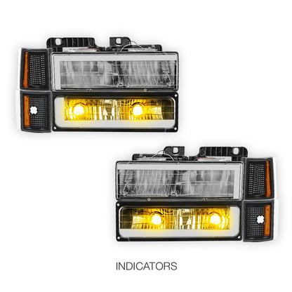 Chevrolet C1500 Cheyenne / Scottsdale / Silverado (1994 - 1999) C - LED DRL Headlights LH + RH