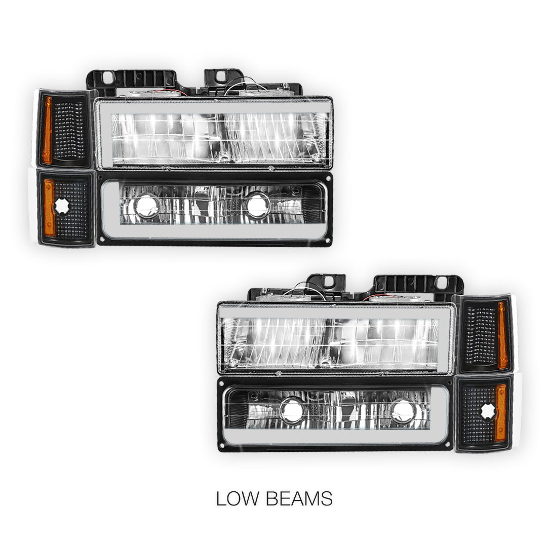 Chevrolet C1500 Cheyenne / Scottsdale / Silverado (1994 - 1999) C - LED DRL Headlights LH + RH