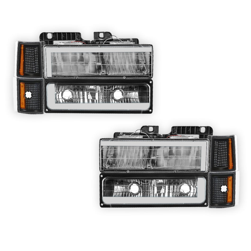 Chevrolet C1500 Cheyenne / Scottsdale / Silverado (1994 - 1999) C - LED DRL Headlights LH + RH