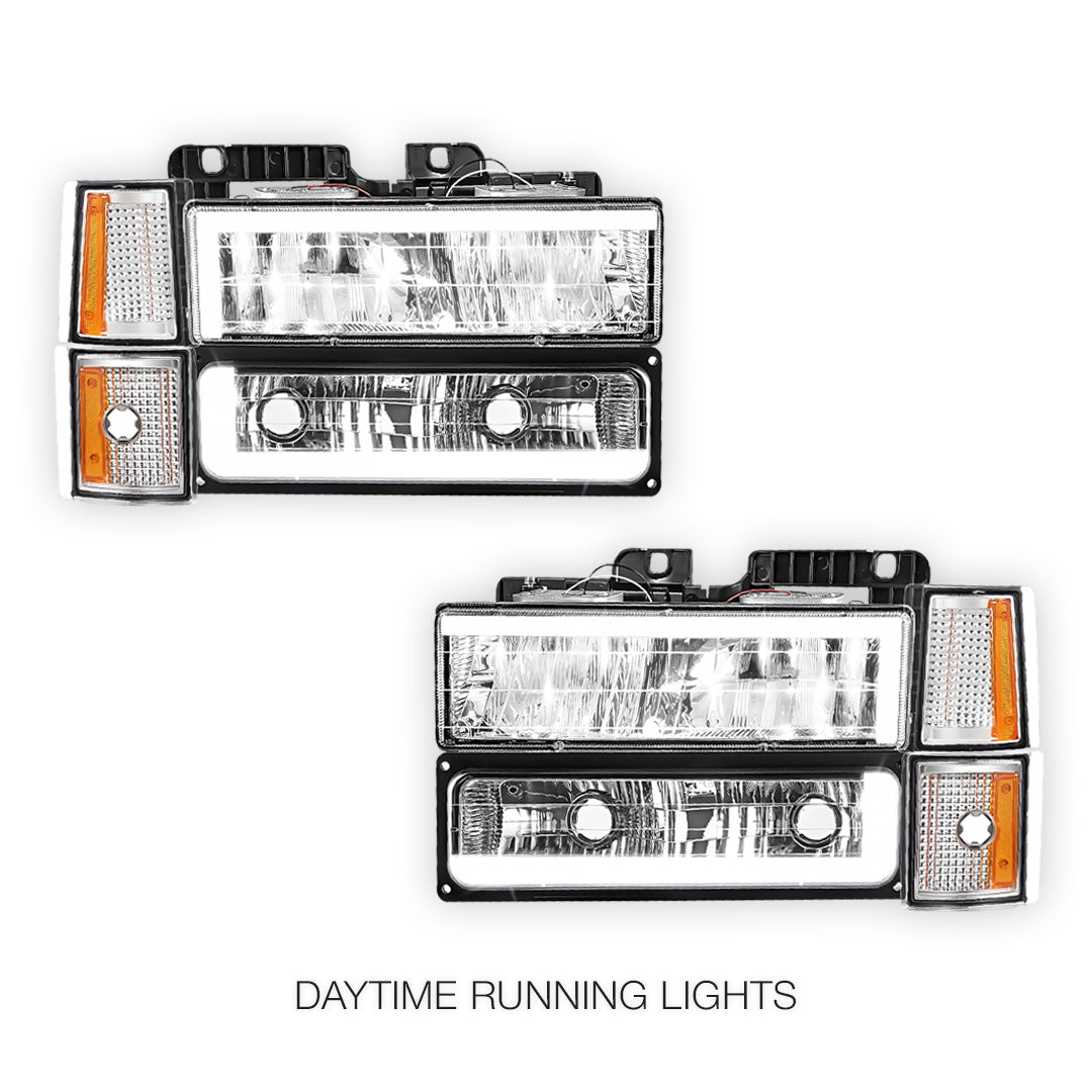 Chevrolet C1500 Cheyenne / Scottsdale / Silverado (1994 - 1999) C - LED DRL Headlights LH + RH