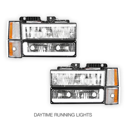 Chevrolet C1500 Cheyenne / Scottsdale / Silverado (1994 - 1999) C - LED DRL Headlights LH + RH