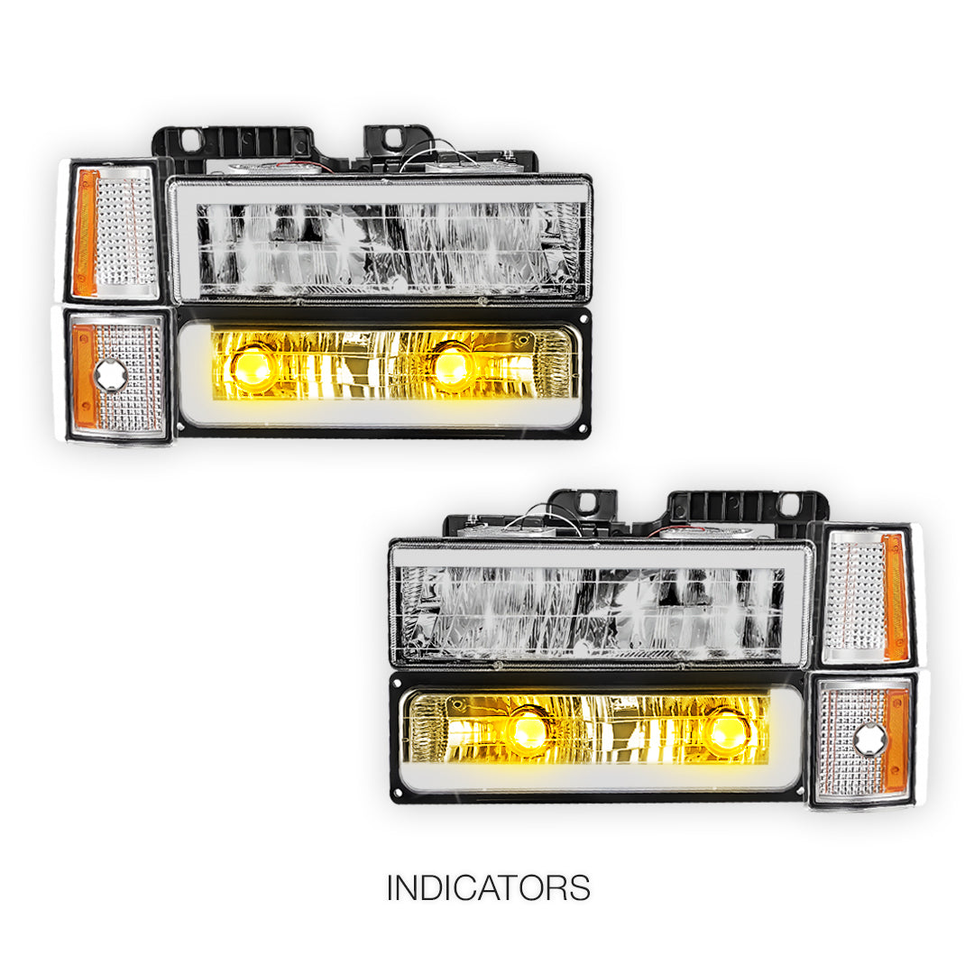 Chevrolet C1500 Cheyenne / Scottsdale / Silverado (1994 - 1999) C - LED DRL Headlights LH + RH