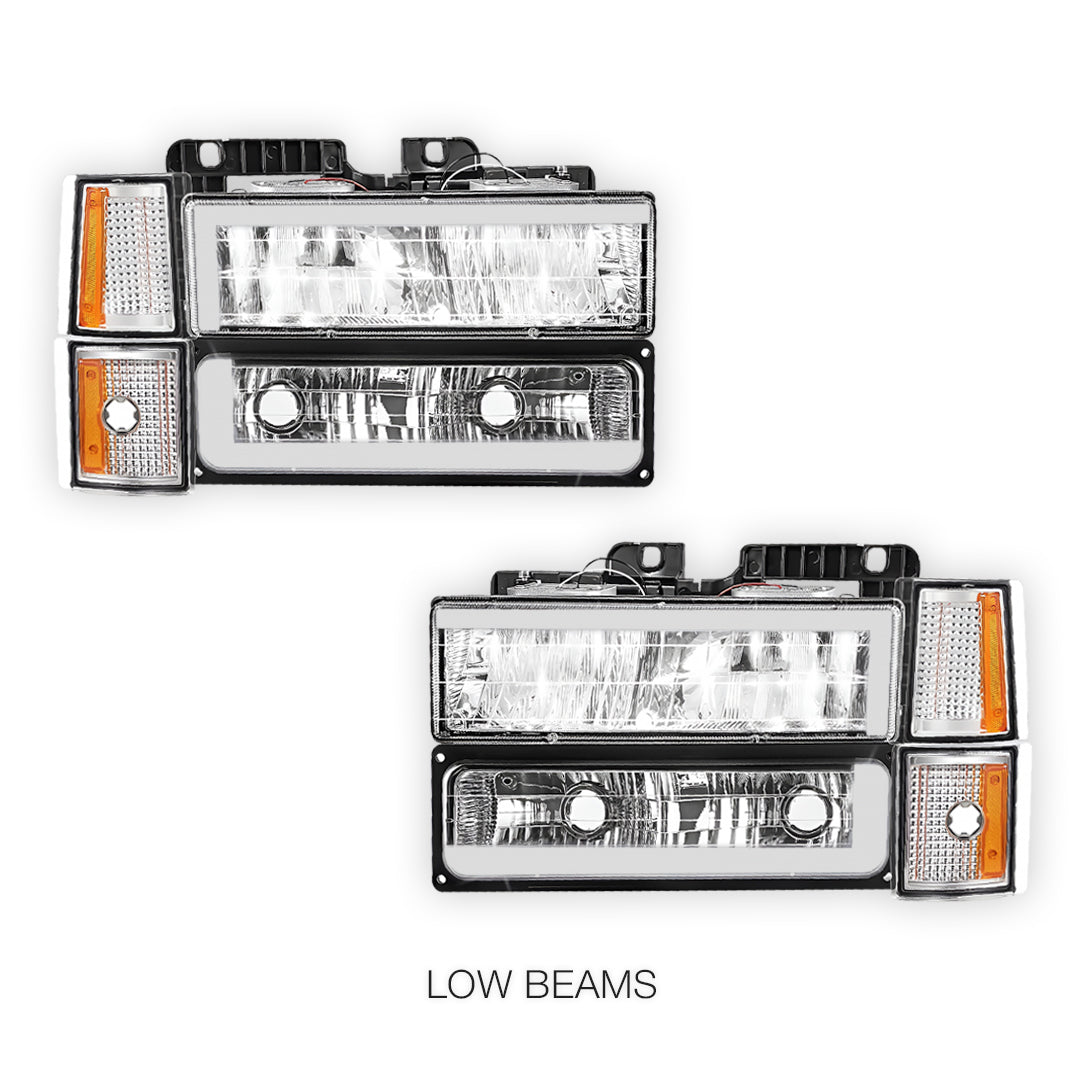Chevrolet C1500 Cheyenne / Scottsdale / Silverado (1994 - 1999) C - LED DRL Headlights LH + RH
