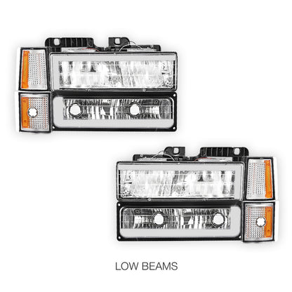 Chevrolet C1500 Cheyenne / Scottsdale / Silverado (1994 - 1999) C - LED DRL Headlights LH + RH