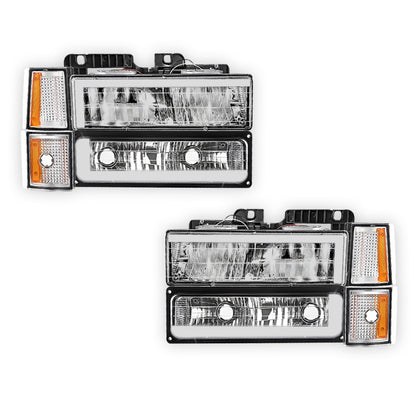 Chevrolet C1500 Cheyenne / Scottsdale / Silverado (1994 - 1999) C - LED DRL Headlights LH + RH