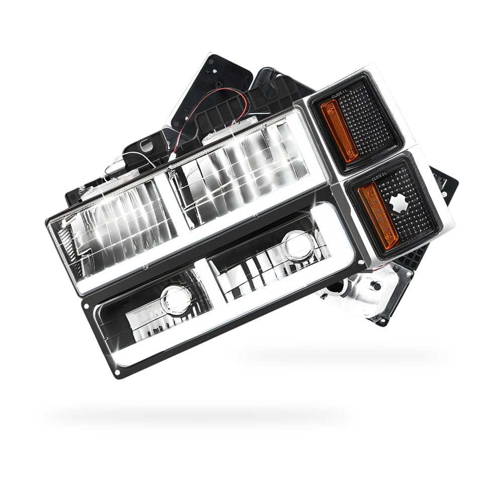 Chevrolet C1500 Cheyenne / Scottsdale / Silverado (1994 - 1999) F - LED DRL Headlights LH + RH