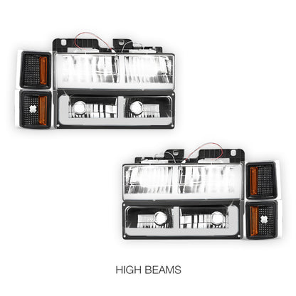 Chevrolet C1500 Cheyenne / Scottsdale / Silverado (1994 - 1999) F - LED DRL Headlights LH + RH