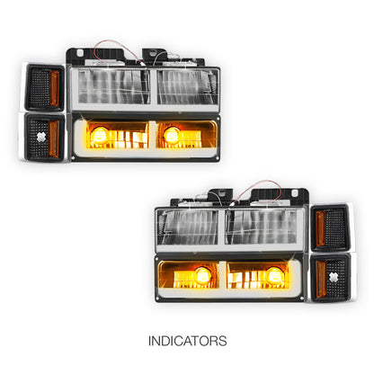 Chevrolet C1500 Cheyenne / Scottsdale / Silverado (1994 - 1999) F - LED DRL Headlights LH + RH