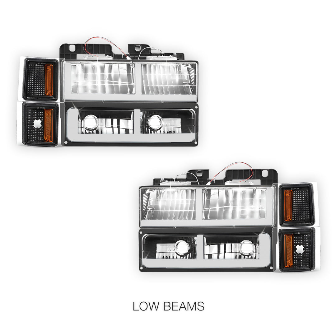 Chevrolet C1500 Cheyenne / Scottsdale / Silverado (1994 - 1999) F - LED DRL Headlights LH + RH