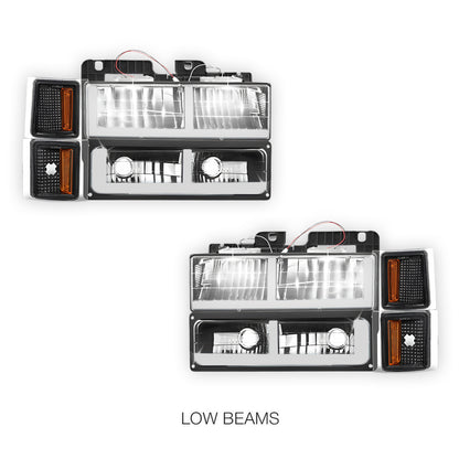 Chevrolet C1500 Cheyenne / Scottsdale / Silverado (1994 - 1999) F - LED DRL Headlights LH + RH