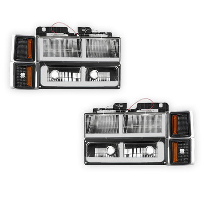 Chevrolet C1500 Cheyenne / Scottsdale / Silverado (1994 - 1999) F - LED DRL Headlights LH + RH