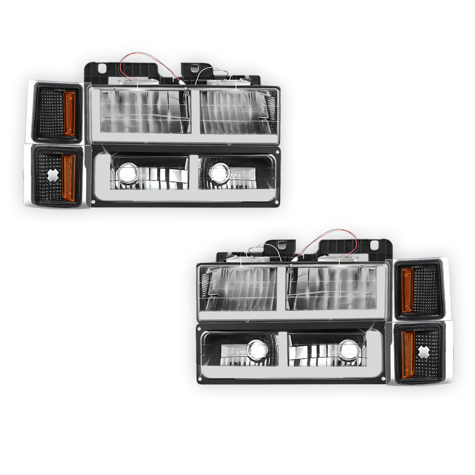 Chevrolet C1500 Cheyenne / Scottsdale / Silverado (1994 - 1999) F - LED DRL Headlights LH + RH